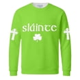 thumbnail image 5 of Dwelliawo St. Patricks Day Shirts for Men Graphic Waffle Knit Long Sleeve Shirts Plus Size Saint Patrick's Celtic Cross Flag Four Leaf Clover Printed Tees Crewneck Outfit Fluorescent Green S, 5 of 5