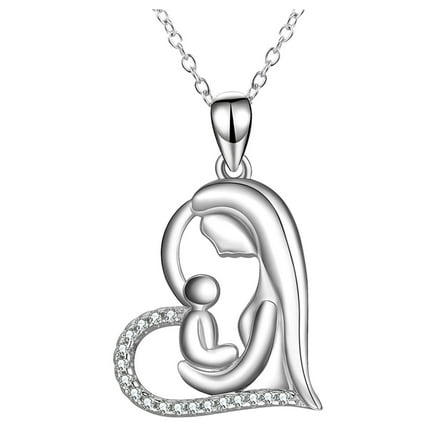 Necklaces for Womennecklaces & Pendants Gifts Mother Love Necklace Heart for Mum Daughter Silver Pendant Necklaces Pendants (White )