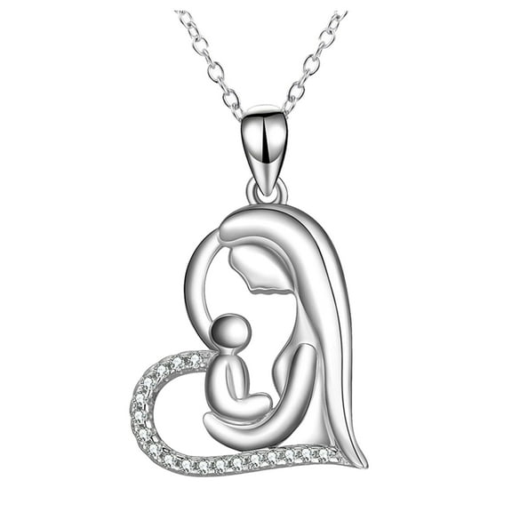 Necklaces for Womennecklaces & Pendants Gifts Mother Love Necklace Heart for Mum Daughter Silver Pendant Necklaces Pendants (White )