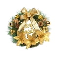 thumbnail image 1 of FELTECHELECTR Corona navideña de pino artificial de 30 cm, colgante decorativo para el hogar, fiestas navideñas, paredes, puertas y ventanas (dorado)., 1 of 7