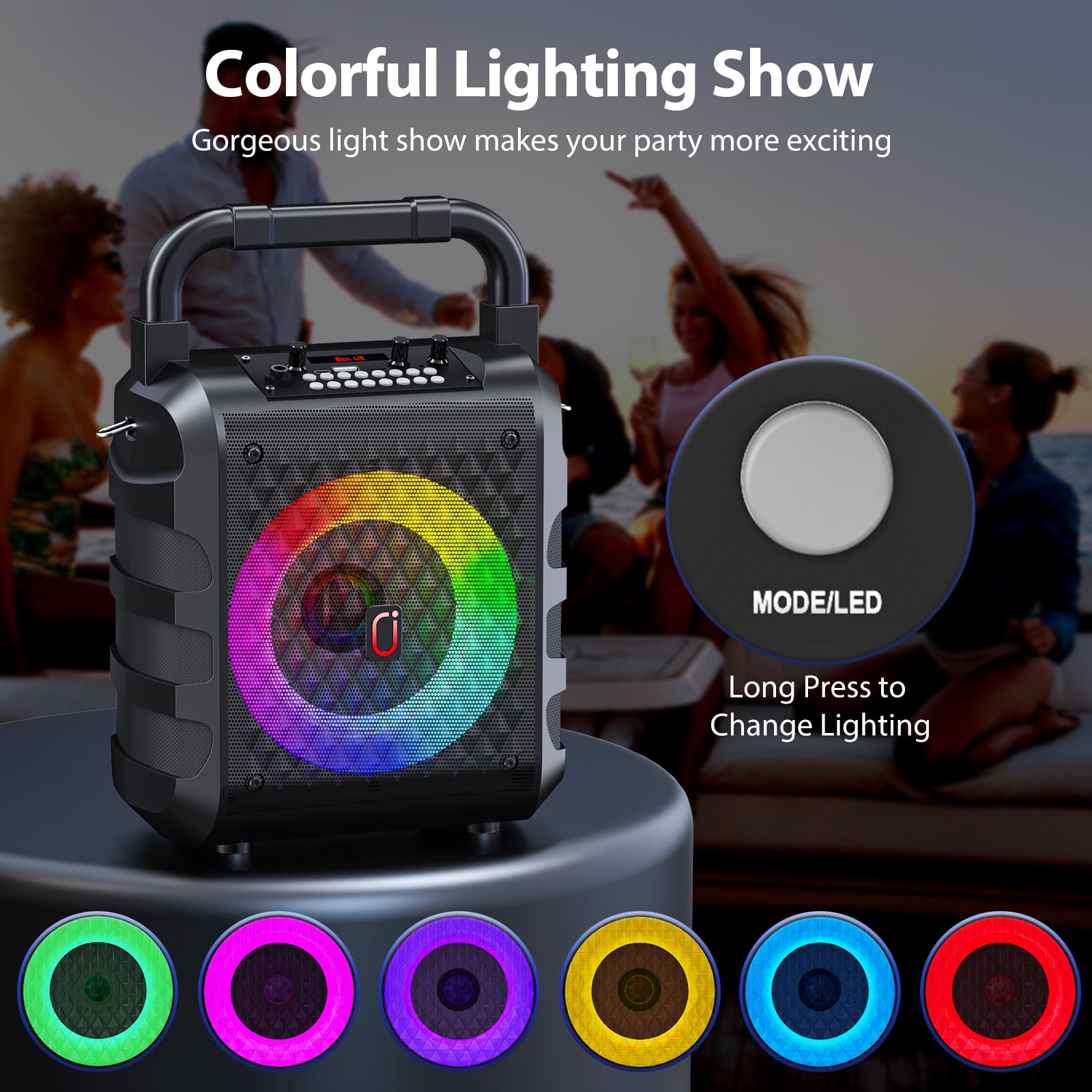 JAUYXIAN Karaoke Machine for Kids  Adult, Karaoke Machine with 2 Mirophone, Portable Bluetooth Speaker with Dj Lights for Party