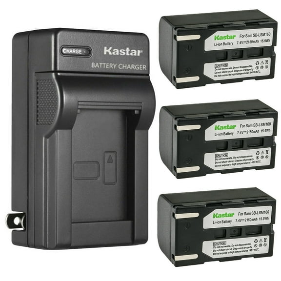 Kastar 3-Pack SB-LSM160 Battery and AC Wall Charger Replacement for Samsung SB-LSM80 SBLSM80, SB-LSM160 SBLSM160, SB-LSM320 SBLSM320 Battery