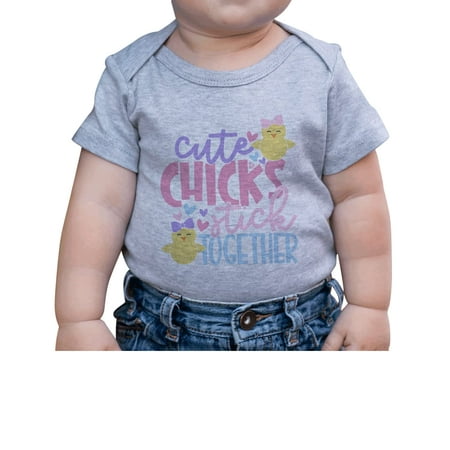 

7 ate 9 Apparel Girls Happy Easter Shirts - Cute Chicks Grey Onepiece 12-18 Months
