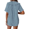 thumbnail image 6 of SAFUNY Women's Button Down Shirt Button Closure Short Sleeve Casual High Quality Material For Lasting Wear Navy S, 6 of 6