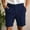 Navy, variant on CaiJunJia George Men's Flat Front Shorts Cotton Linen Button Up Closure Elastic Waist Summer Beach Shorts Regular Fit