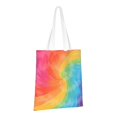 thumbnail image 3 of Canvas Bag Tote Bag Shopping Bag 16×15in Can Be Carried By Hand And Can Be Used For Daily Travel Such As Shopping And Going To Work Mediumvioletred Tie Dye Background Rainbow Colors, 3 of 8