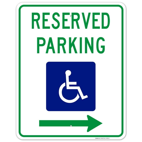 Federal Handicap Parking Sign, Reserved Parking With Right Arrow, 24x30 Aluminum
