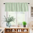 thumbnail image 5 of 3 Piece Kitchen Curtains and Valances Set Sage Green Striped Cafe Curtains 24 Inch Length Modern Simple Farmhouse Beige Valance & Tier Curtain for Living Room Bedroom Small Window 54"x18"+27"x24"*2, 5 of 6