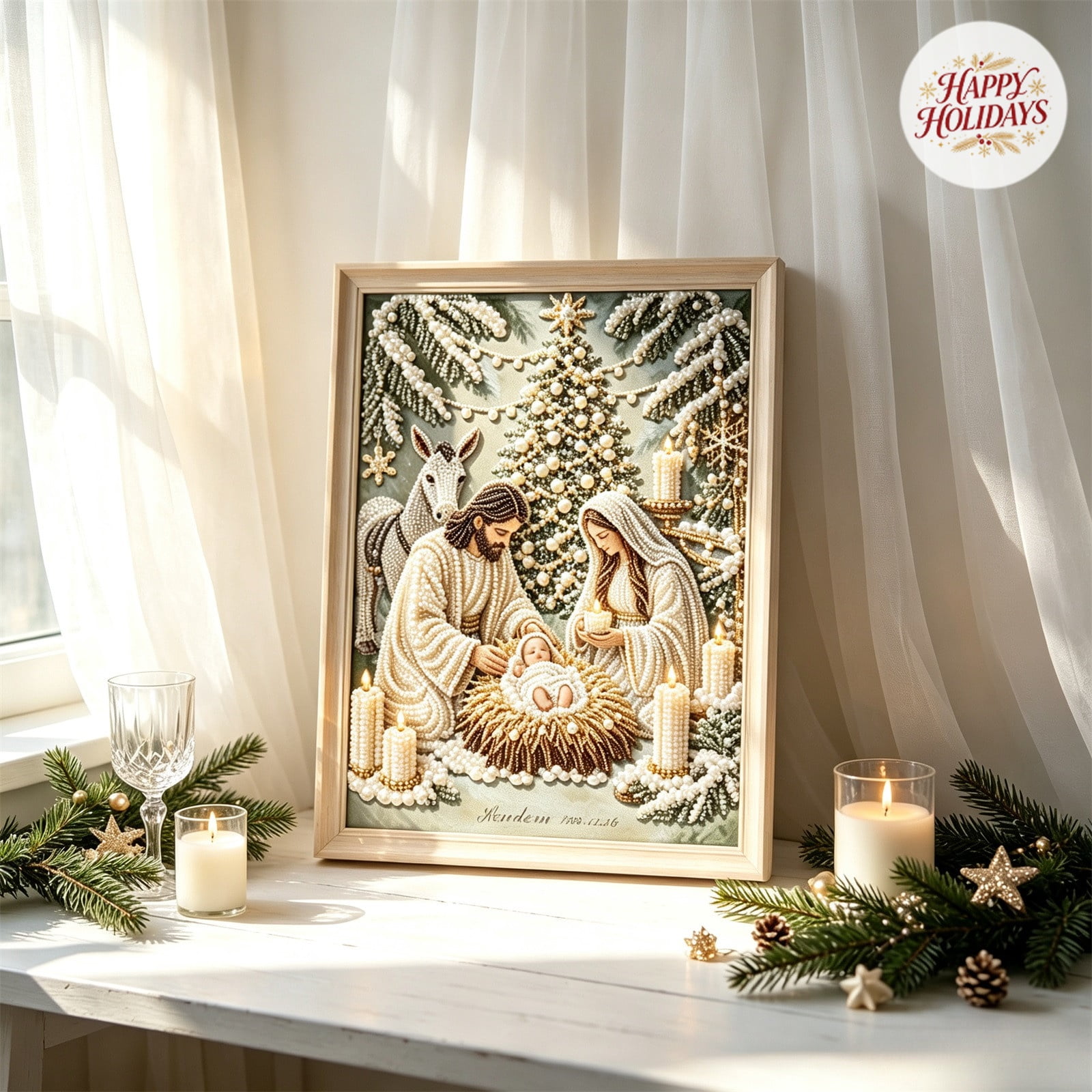 Christmas Diamond Art Kits Pearl Art Kits for Adults Diamond Art Accessories DIY Crafts for Adults Home Wall Decor Festive Holiday Diamond Art Set with Complete Tools and Canvas