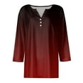 thumbnail image 3 of JULMCOMO Going Out Tops for Women Button Decor V Neck Tops 3/4 Sleeve Summer T-Shirts Striped Print Casual Dressy Tops Tunic, 3 of 5