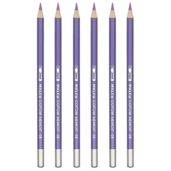 Uxcell Watercolor Pencil, 6Pcs Water Soluble Pencils for Blending, Coloring, Sketch Drawing, Painting, Light Purple