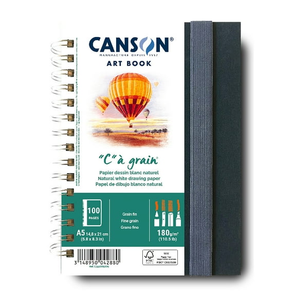 Canson Artist Series C à Grain Drawing Art Book, Fabric Cover, Side Wire Binding, 100 Sheet, 5.8x8.3 inch, 1 Count