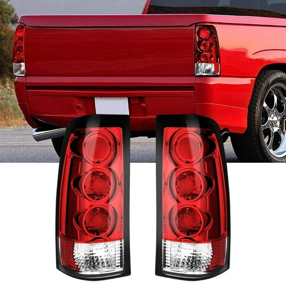 Nilight Taillight Assembly Compatible with 1999 2000 2001 2002 2003 2004 2005 2006 GMC Sierra 1999-2002 Chevy Silverado Red Housing Rear Lamp Replacement Only Fits Fleetside Models