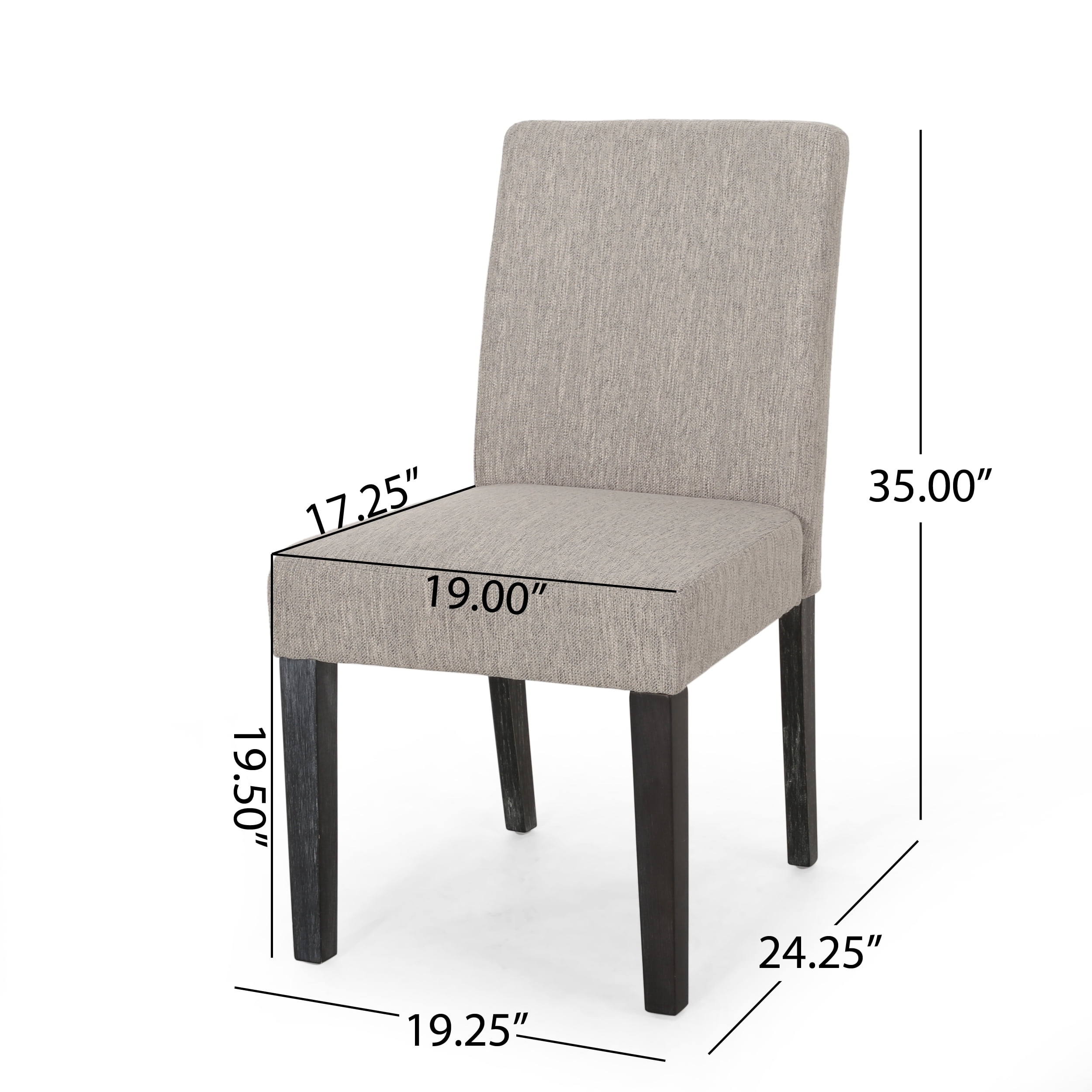 Noble House Benewah Contemporary Fabric Dining Chair, Set of 2, Light Gray, Gray
