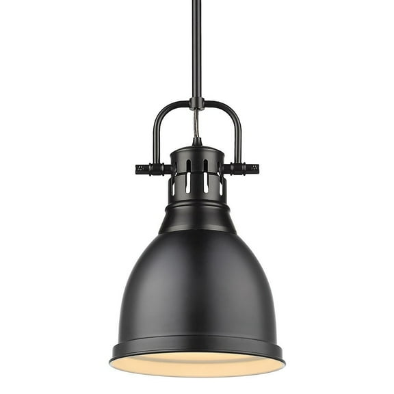 1 Light Vintage Industrial Ceiling Pendant in Chrome with Matte Black Shade-Matte Black Finish-Matte Black Shade Color Bailey Street Home