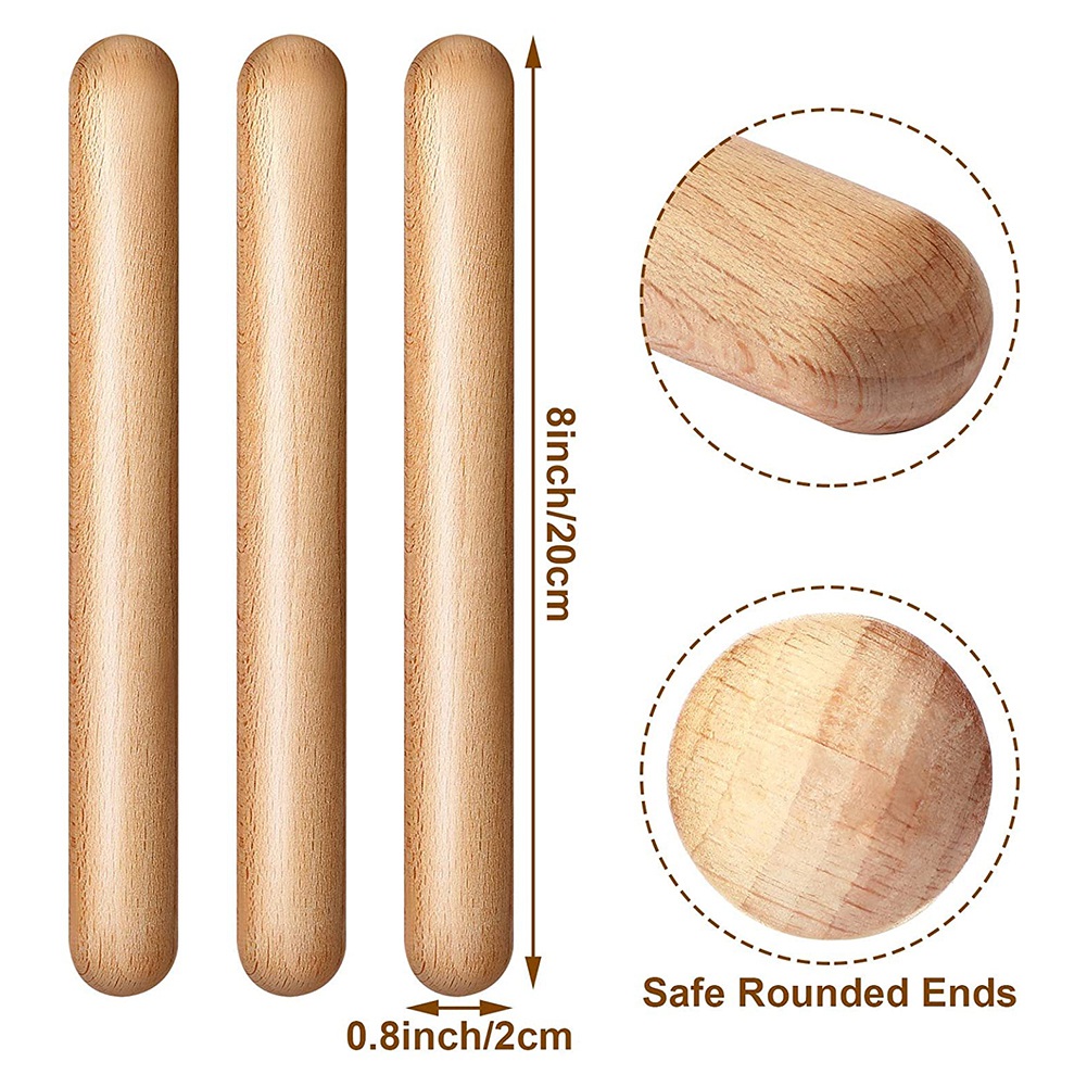 20Pieces 8 Inch Kids Rhythm Sticks Music Lummi Classical Wood Claves Musical Percussion Instrument