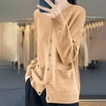 thumbnail image 4 of Womens Button Down Cardigan Sweaters, Fall Sweaters for Women Open Front Casual Solid Color Knitted Long Sleeve Pullover with Pockets, 4 of 4