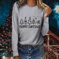 thumbnail image 2 of Odeerbi Christmas Tops For Women Long Sleeve Blouses MERRY CHRISTMAS Floral Print 2025 Casual Round Neck T-shirt Gray, 2 of 6