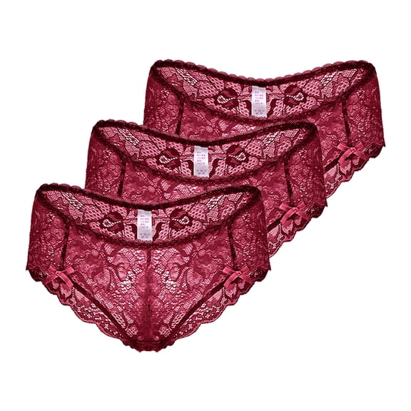 Varsbaby Women's Underwear Invisible Seamless Lace Underwear Panties 3 Pcs