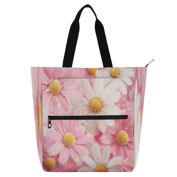 BZSMCE Book Tote Bag Casual Style Creatively Spring Bloom Printed