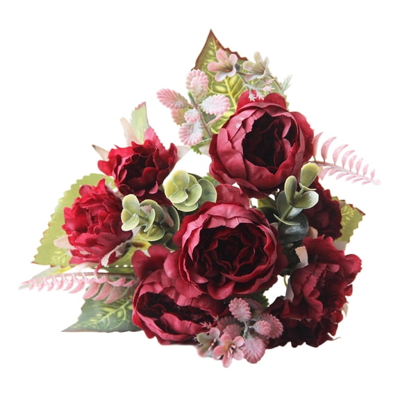 Three Large and Six Small Peony Artificial Flowers, Realistic Faux Peony Stems for Home Decor, Lifelike Flower Arrangement for Vase and Table Display, Beautiful Flowers for Living Room and Bedroom