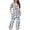 Light Blue, variant on Women Cherry Print Pajama Set Two Piece Henley Neck Short Sleeve Tops Soft Capri Pants for Night and Daily Wear