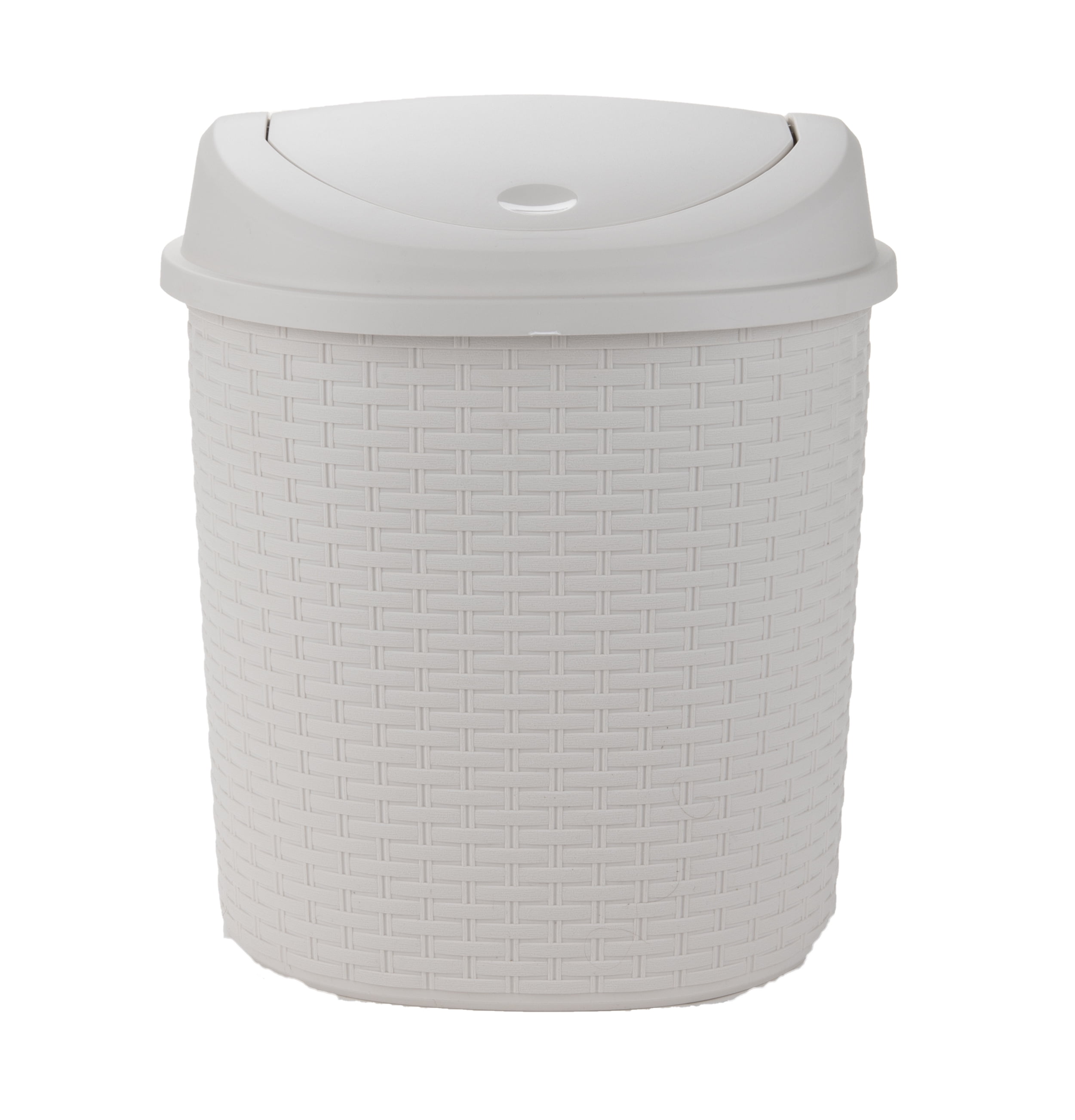 Mind Reader Rattan Trash Bin 21 Liter / 5.5 Gallon, Plastic Garbage Bin