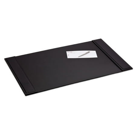 Crocodile Leather Pencil Cup - Black Crocodile Embossed Leather 34 x 20 Side-Rail Desk Pad