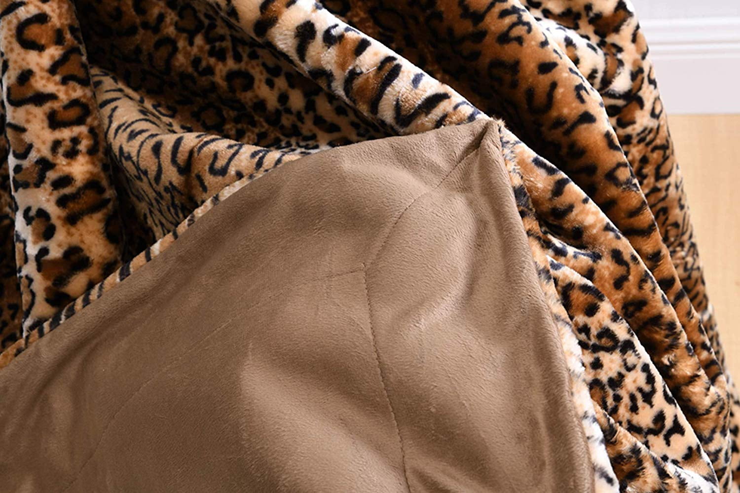 MarCielo Faux Fur Throw Blanket Leopard Bed Blanket 50"x70" Super Soft Warm Reversible with Flannel Fleece Fuzzy Printed Blanket