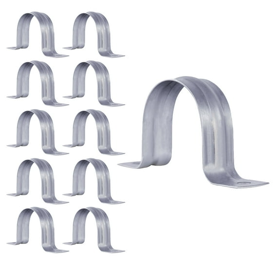 Highcraft 2-Hole Pipe Strap U Bracket, 1-1/2", Galvanized Steel-10 Pack