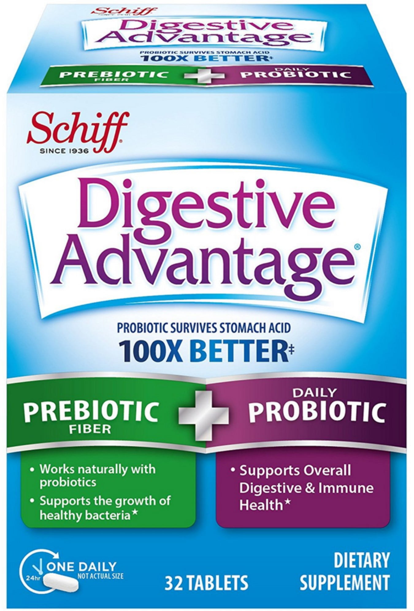 6 Pack Digestive Advantage Prebiotic+Probiotic Capsules 32 ea