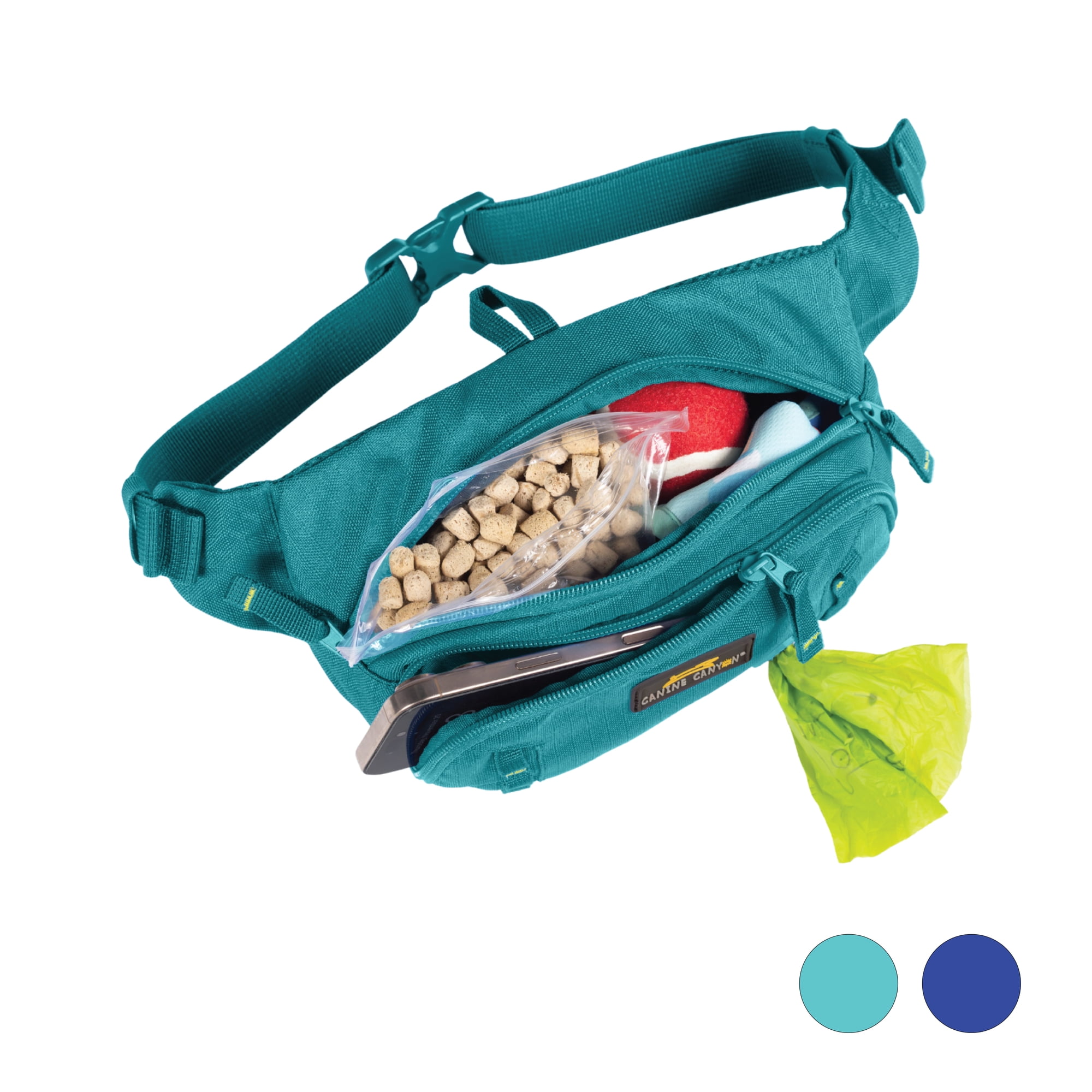 Canine Canyon Stella Dog Walking Waist Belt Bag Teal | Hands-Free Storage for Treats Phone & Essentials