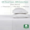 thumbnail image 2 of California Design Den Luxury Soft 600 Thread Count 100% Cotton Sheets Set, Ticking Stripe Pattern, Twin, 2 of 8