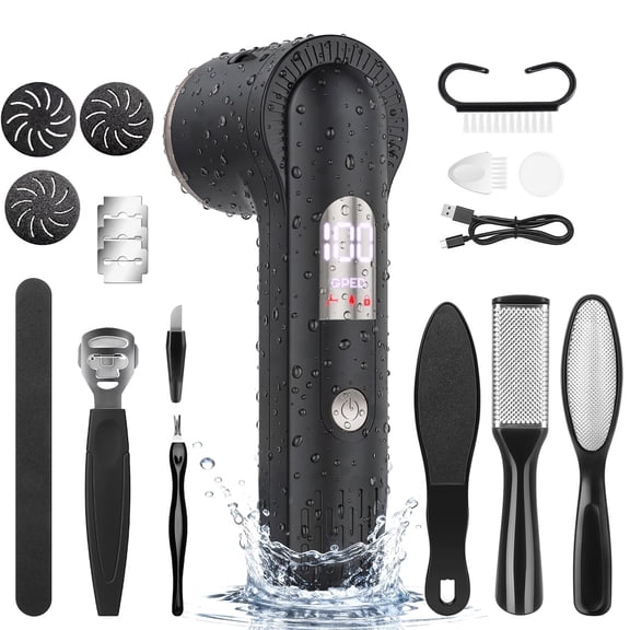 GPED 18 in 1 Electric Foot Callus Remover, Portable Callus Remover W/ Vacuum Suction, Rechargeable Foot Scrubber File W/ 3 Roller Heads, Professional Pedicure Tools & Foot File for Dry & Crack Skin