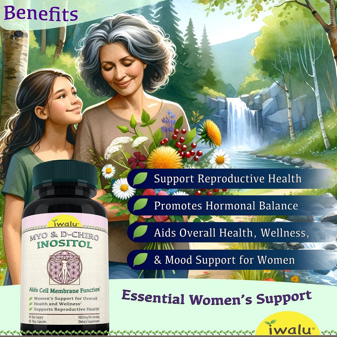 Myo & D-Chiro Inositol Capsules | Hormonal & Metabolic Support for Women's Health, Insulin Sensitivity & Ovarian Wellness - 60 Vegan Capsules - NSF Certified & USA Made by Iwalu