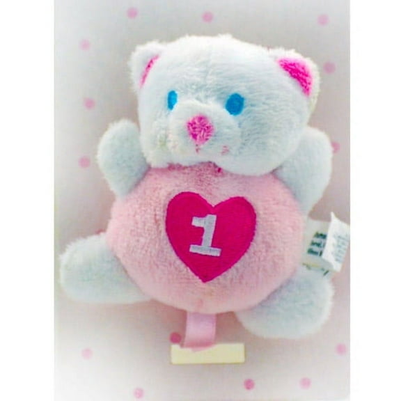 1st Birthday Pink Bear Pacifier Holder (1ct)