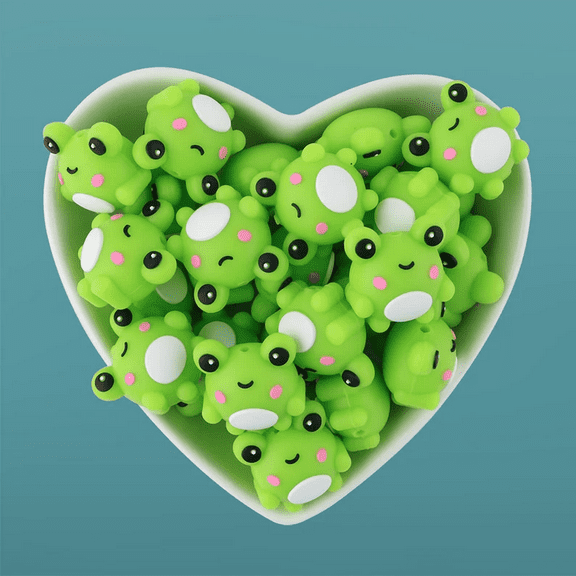 5PCS 3D Frog Silicone Focal Beads, DIY Pens,keychains, Bracelet, Lanyard Making