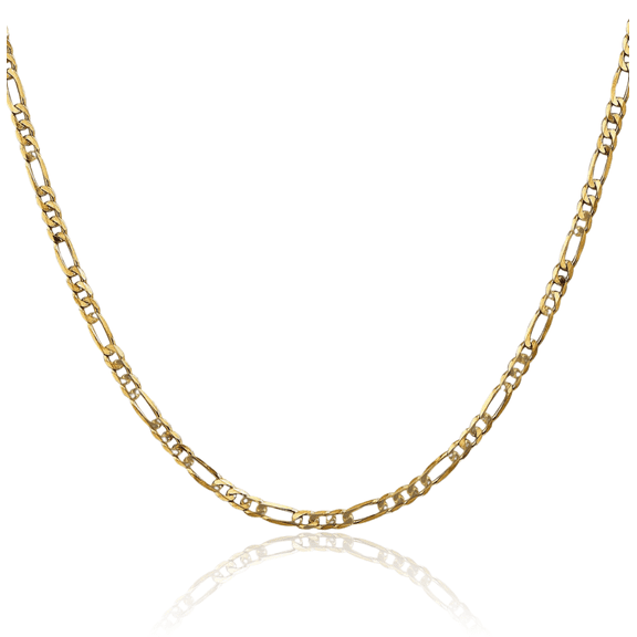 14K Solid Yellow Gold 3mm Figaro Link Chain Necklace