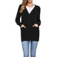 thumbnail image 1 of Suéteres de cárdigan largos para mujeres, con botones, abiertos al frente, cárdigan de punto, atuendos casuales con bolsillos, XS, negro, 1 of 6