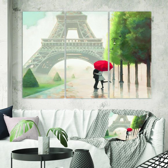 Designart - Paris Romance Couples III - French Country Premium Canvas Wall Art