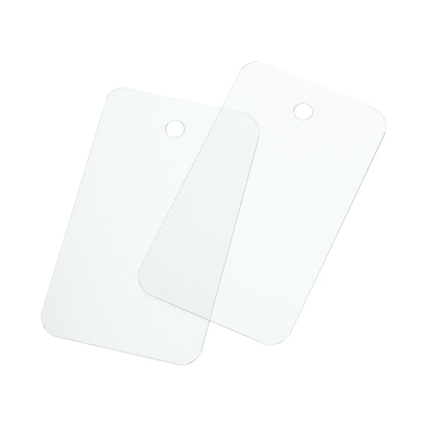 Etiquetas plásticas en blanco impermeables con agujero para productos, 3.5x6cm/1.38x2.36" Paquete de 200, transparente.