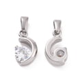 thumbnail image 2 of 304 Stainless Steel Charms with Cubic Zirconia Moon Clear Stainless Steel Color 15x8.5x4mm Hole: 5~7.5x3~3.5mm, 2 of 3