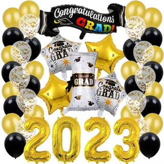 Deluxe Graduation Balloon Garland Kit Class of 2023, Graduation Party  Decorations, Black, White and Gold, Marble Balloon, Grad Party 