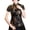 Black, variant on Chinese Cheongsam Shirt Short Sleeve Mandarin Collar Print Ethnic Blouse Traditional Navy XXXL