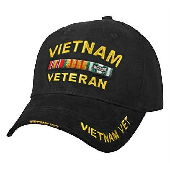 VIETNAM VETERAN Baseball Cap Military Vet Mens Black Hat