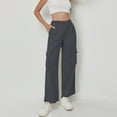 thumbnail image 6 of Women's Corduroy High Waist Pants, Multi-Pocket Straight Leg Wide Leg Trousers, Fall Casual Comfort Fit Pant for Daily Wear and Various Occasions Dark Gray, 6 of 9