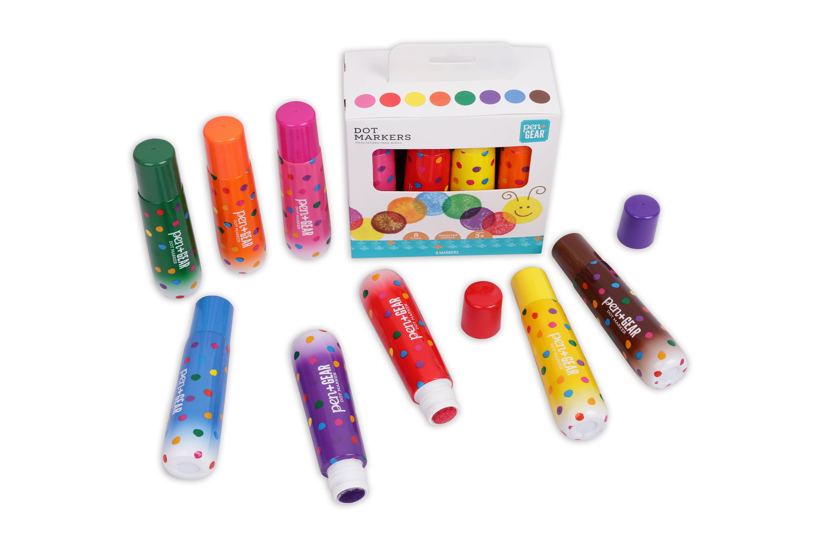 Pen + Gear Washable Dot Marker, Washable Marker, 8 Count, Ages 3+, Assorted  Colors 