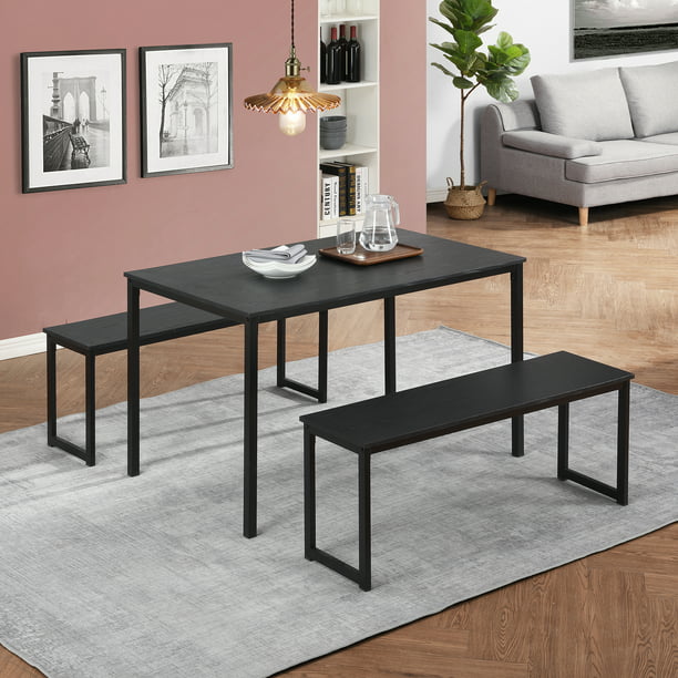 Enyopro Kitchen Table Set 3 Piece, Small Rectangle Dining Table With Bench And Chairs