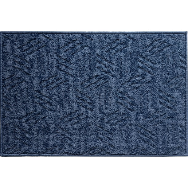 Mainstays Solid High Low Loop Kitchen Mat 18in x 27in Navy Blue
