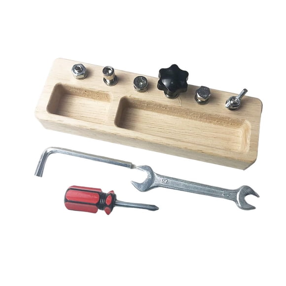 Yinanstore Wood Screwing Toy Screw Set Educational Driver Wrench Disassembly Matching Toys Learning Construction Fine - 1